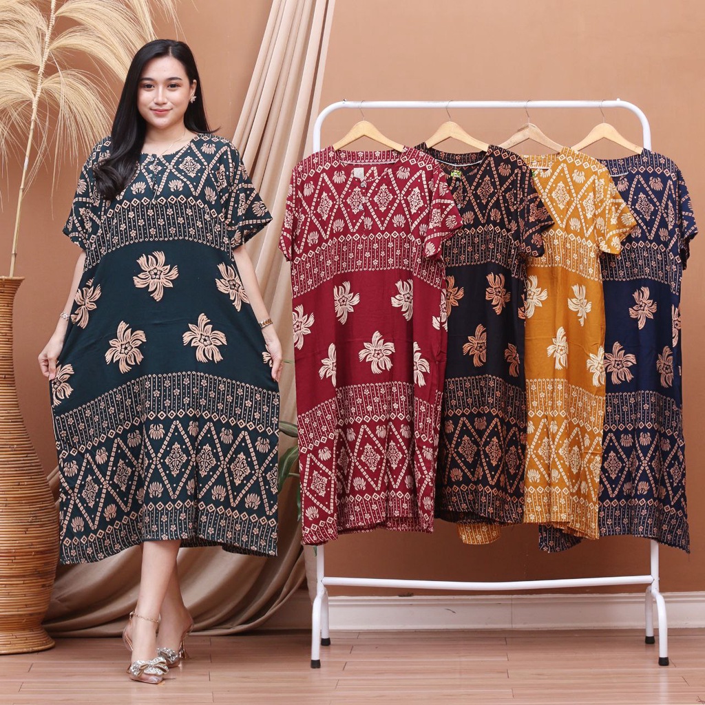 Daster Rayon Jumbo Busui Lengan Pendek Kancing Depan Kekinian Adem Murah