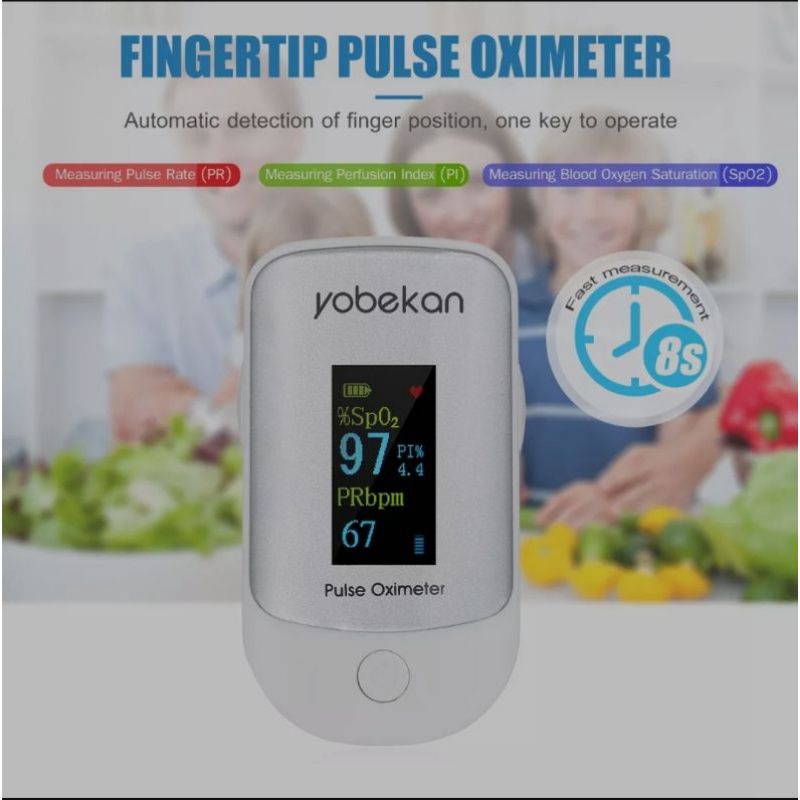 YOBEKAN Pulse Oximeter Fingertip spO2 Oxymeter Alat Ukur Saturasi Kadar Oksigen Darah Detak Jantung