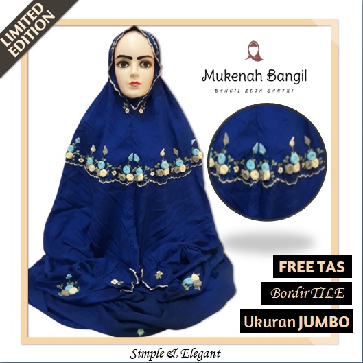 Mukena Mukenah Bangil Rukuh Dewasa Travel Jumbo BORDIR TILE Terusan Lajuran Premium Katun Polos Adem