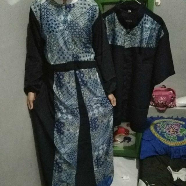 Asli Batik Semi Sutra Fitria Couple Gamis Muslim Terbaru Dress Kombinasi Batik Koko