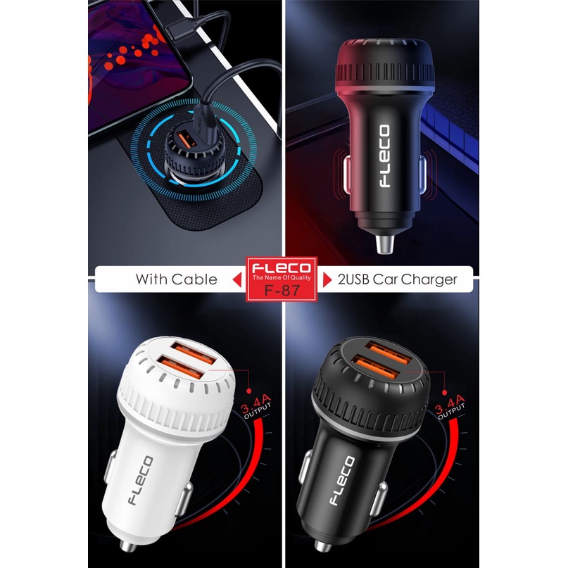 SAVER MOBIL FLECO CC01  2USB CAR CHARGER ORIGINAL CC-01 &amp; CC-02 FLECO F87 &amp; F66 VIVAN CC02C &amp;VCC01 ROBOT RTC06 &amp; RTC07