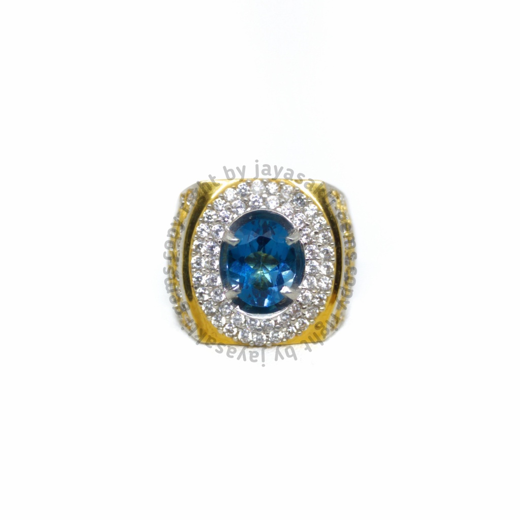 Natural Batu Permata Swiss Blue Topaz Ring Perak Free Sertifikat