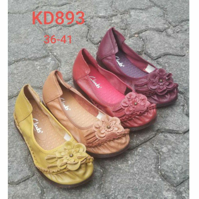 Sepatu Clarks Wanita / Clarks flat / Clarks lotus Flat Daun Bunga