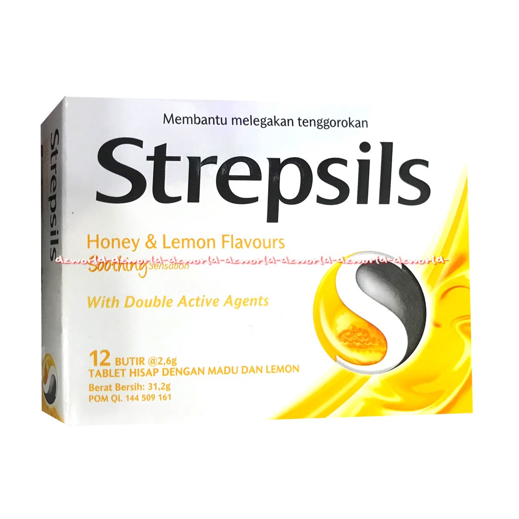 Strepsils Honey &amp; Lemon Flavours 12butir Candy Permen Pelega Tenggorokan Tablet Hisap Lozenges