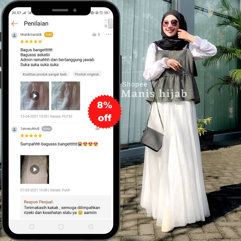 Rok tutu putih panjang dewasa fashion muslim tutu skirt dan rok tutu lilac