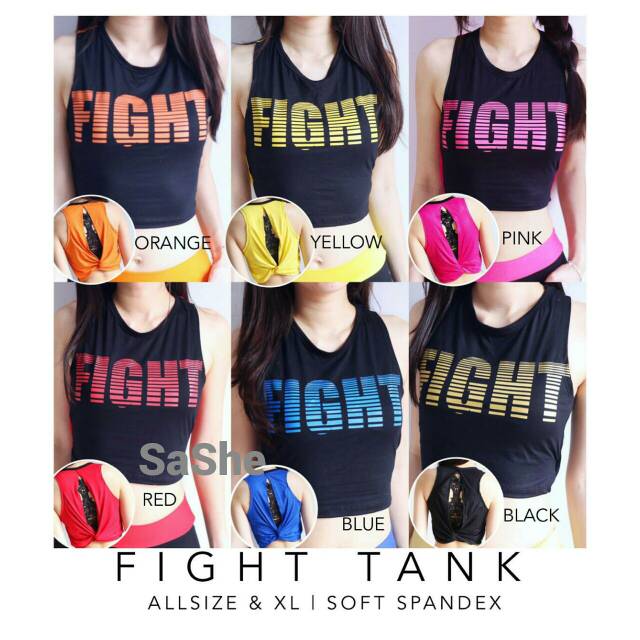 Fight Tank Atasan Baju Kaos Olahraga Zumba Senam Aerobic Wanita Seksi Terlaris