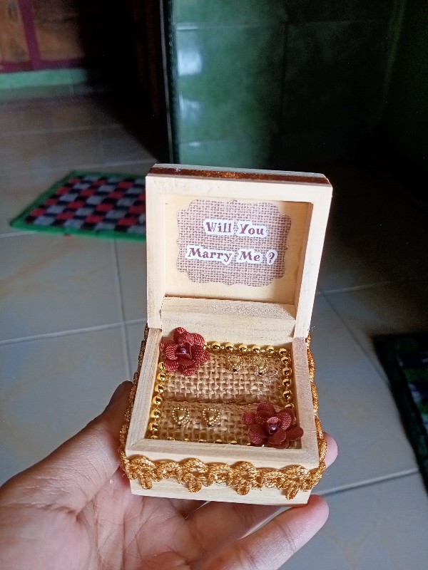 Kotak Cincin Kayu Rustik Murah Buat Lamaran Pernikahan Khitbah Tunangan Mahar Mas Kawin Seserahan