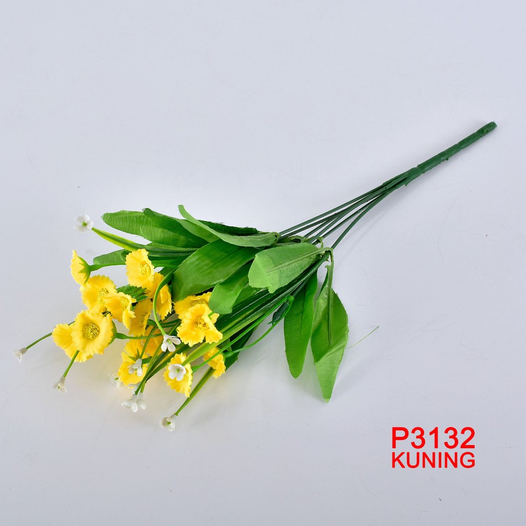 COD / SM.ID BUNGA BUKET BUNGA ARTIFICIAL ROSE BUNGA PALSU IMPORT DEKORASI RUMAH / PESTA P3132-KUNING