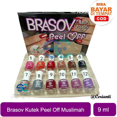 BRASOV Kutek Cat Kuku 9 ml Nail Polish Peel Off Kutex Muslimah