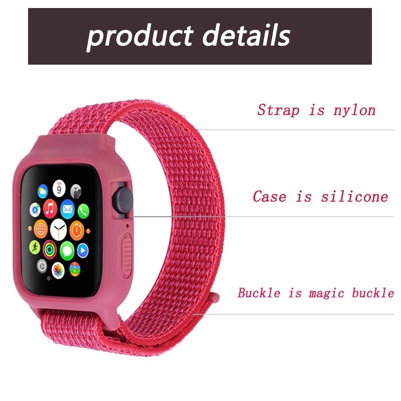 strap casing bumper full protection nylon loop kanvas apple watch iwo iwatch 3 5 6 44mm 40mm 38mm