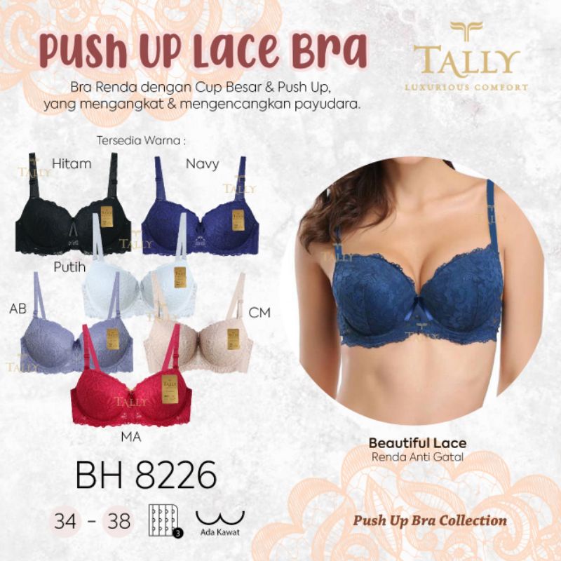 TALLY 8226 BRA BH CUP BESAR JUMBO / BERKAWAT / BUSA TEBAL / BROKAT  PUSH UP