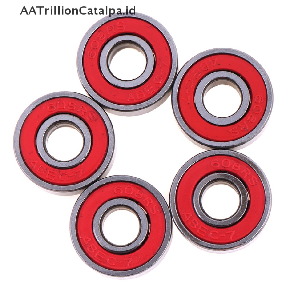 Aatrillioncatalpa 5Pcs Bola Bearing ABEC-7 608RS 8x22 X 7mm Warna Merah Untuk Skateboard