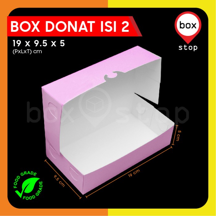 Jual Box Donat Kotak Donat Dus Donat Donut Pink Isi 2 50 Pcs Indonesiashopee Indonesia 6111