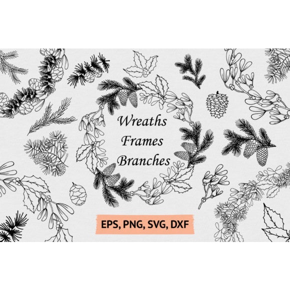 Hand Drawn Wreaths Frames And Branches