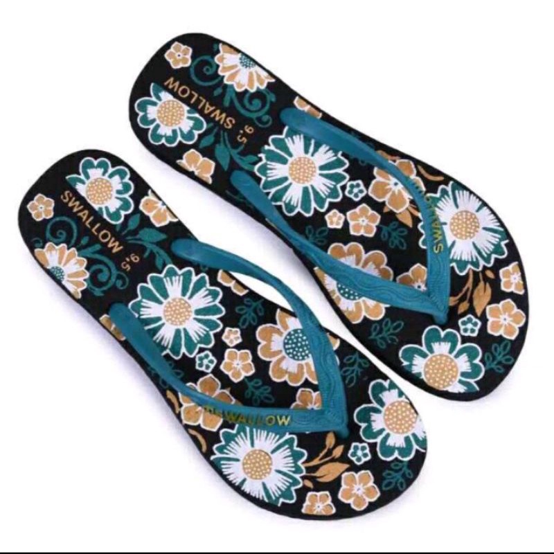 sandal jepit swalow floral , remaja , dewasa ukuran 9 / 9,5 / 10 / 10,5