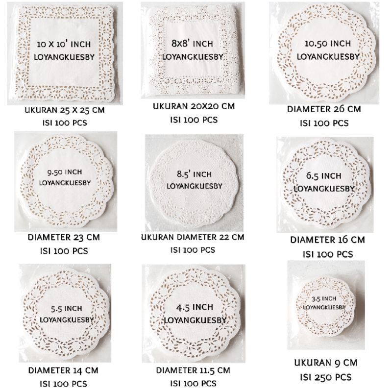 100 Lembar 250 Pc Paper Doilies Paper Doyleys Kertas Renda Kertas Tatakan Kue Alas Hiasan Undangan