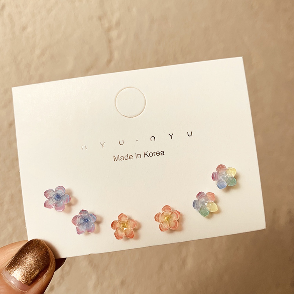 6 Pcs / set Anting Bentuk Bunga Bahan Akrilik Gaya Vintage Untuk Wanita