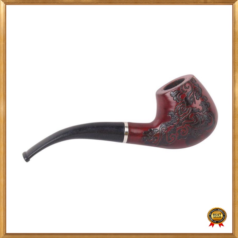 Dijual Chung Feng Pipa Rokok Kayu Ukiran Klasik - Brown Limited