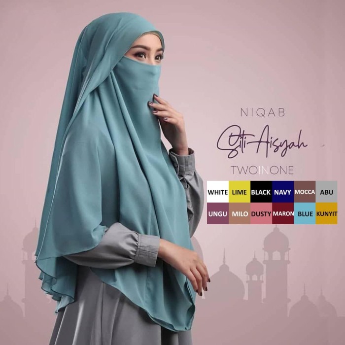 Jilbab Hijab Bergo Khimar Cadar Niqab Siti Aisyah Non Pet Instan