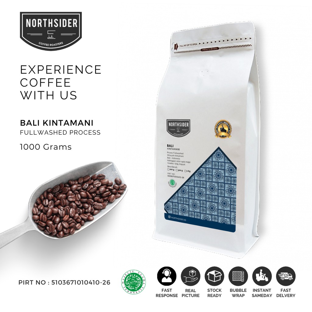 BIJI KOPI ARABIKA BALI KINTAMANI WASHED - 1KG NORTHSIDER COFFEE