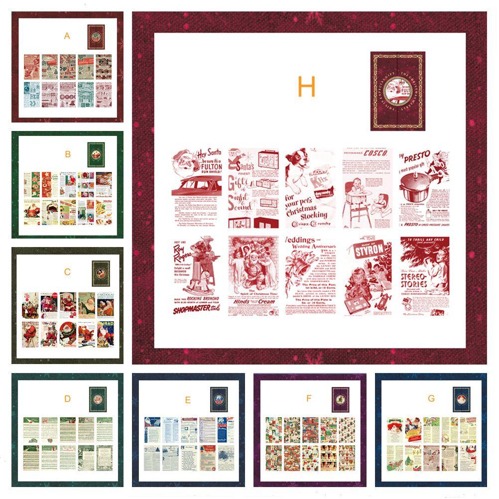 Preva 50lembar Bahan Kertas DIY Lable Natal Mingguan Newspaper Diary Vintage Card Collection Dekorasi Natal