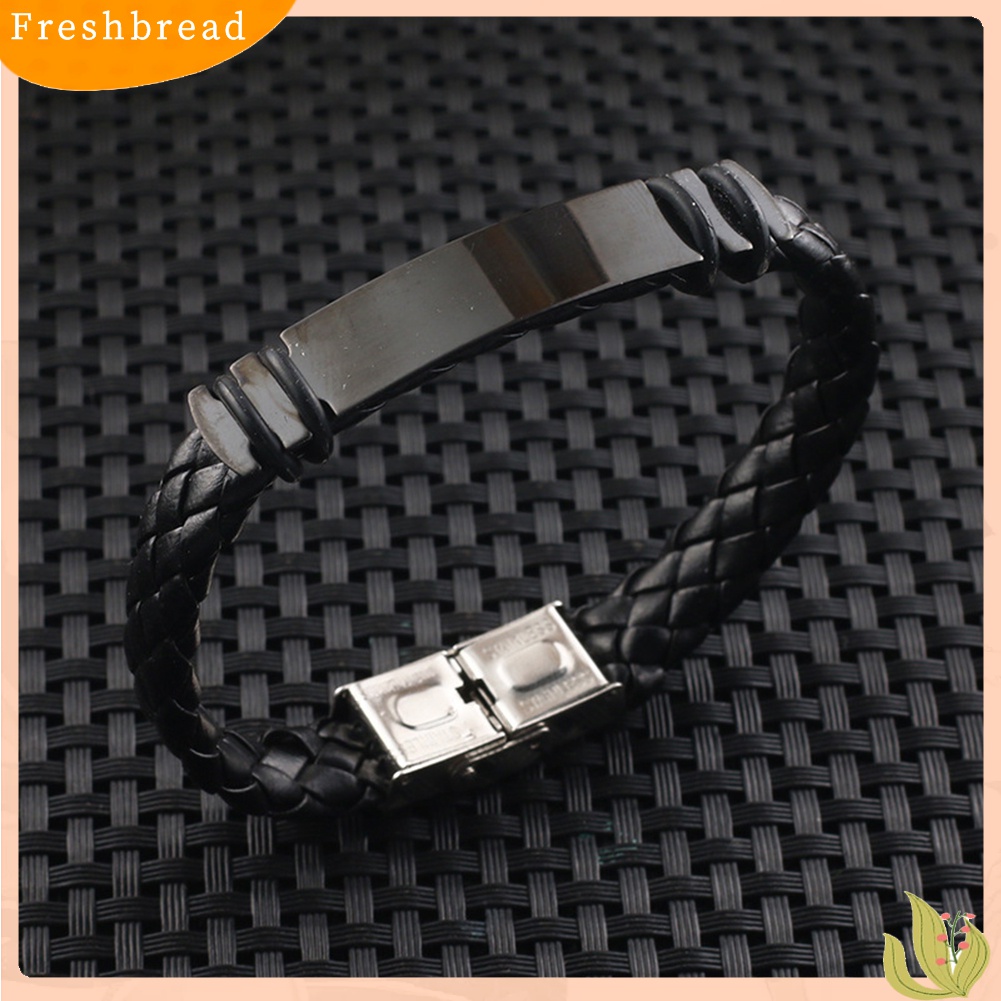 Fresh| Gelang Bangle Bahan Kulit Imitasi Dengan Buckle Untuk Pria