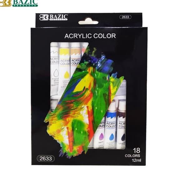 

BISA COD Bazic Acrylic Paint Set 18 Colours 12ml - Cat Akrilik/CAT AKRILIK SET/CAT AKRILIK SET 24 WARNA/CAT AKRILIK PASTEL/CAT AIR/CAT AIR LUKIS SET/CAT AIR GIOTTO/KUAS LUKIS 1 SET/KUAS LUKIS KECIL/KUAS LUKIS LENGKAP/KANVAS LUKIS/KANVAS LUKIS