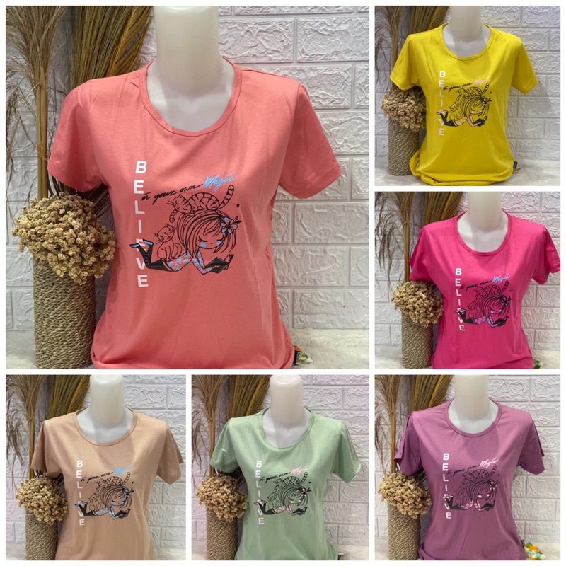 Kaos Wanita Sablon Katun Spandex Kaos Wanita Murah Lembut Murah