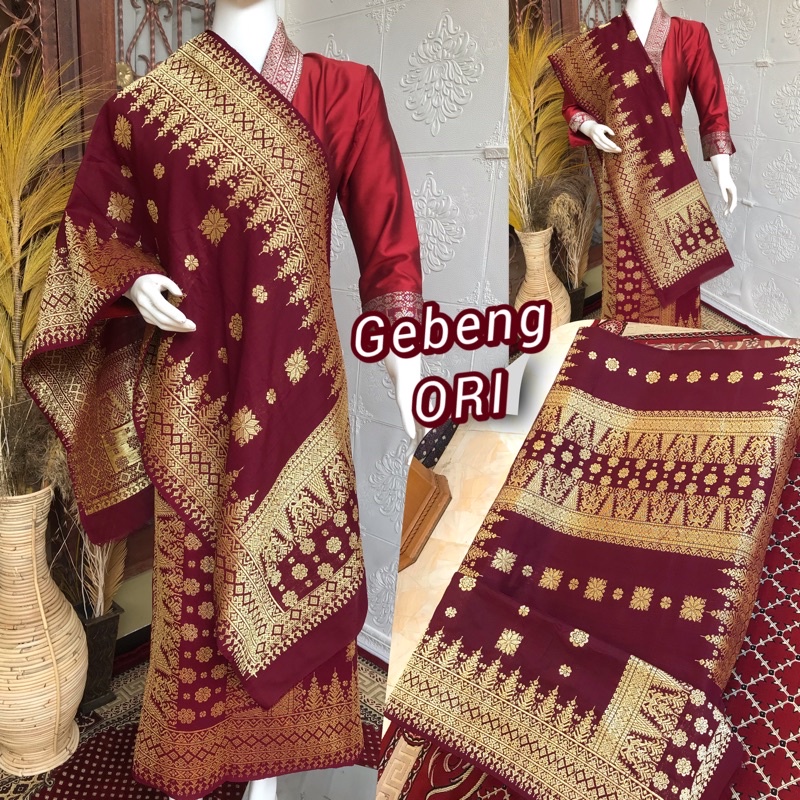 Jual Songket Cantik Manis GEBENG Maroon/ Songket Tenun Palembang Asli ...