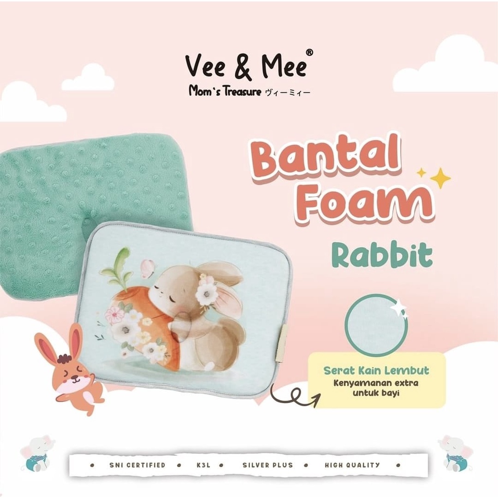 Vee &amp; Mee Bantal Peang Foaming Kotak Karakter Animal / Panda / Rabbit / Racoon - VMB 6010 - 40