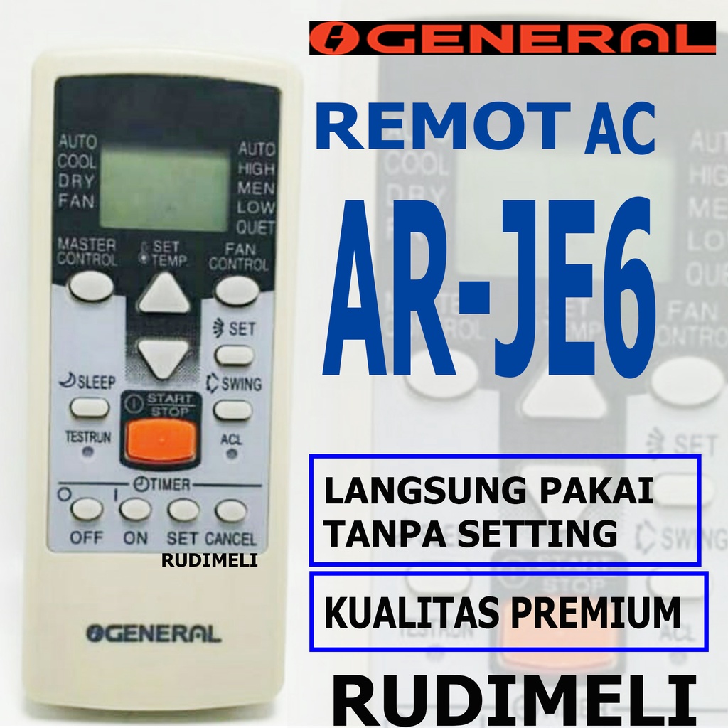 REMOTE AC / REMOT AC GENERAL AR-JE6 TANPA SETTING/ LANGSUNG PAKAI