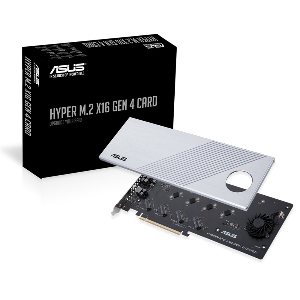 ASUS Hyper M.2 x16 Gen 4 Card (PCIe 4.0/3.0) supports four NVMe M.2