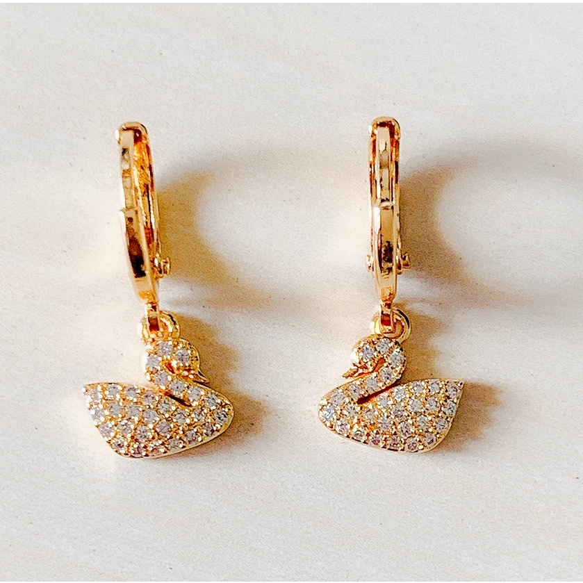 Anting Wanita / Giwang Wanita Angsa Full Zirconia Gold