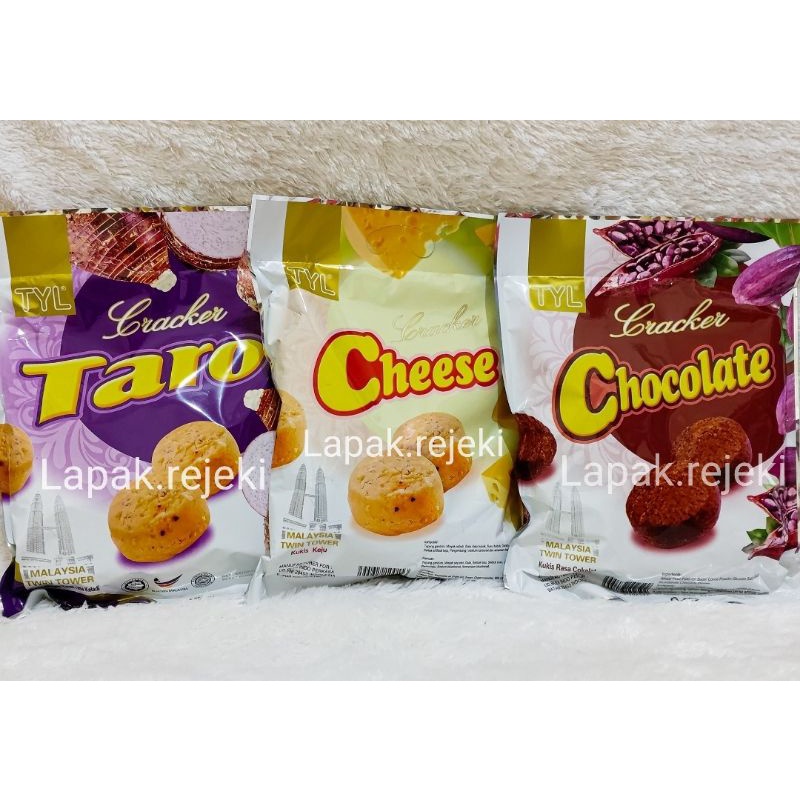 TYL Crackers Malaysia / Kue Kering Twin Tower / Chocolate / Taro / Keju / Cheese / Coklat / Chocolat