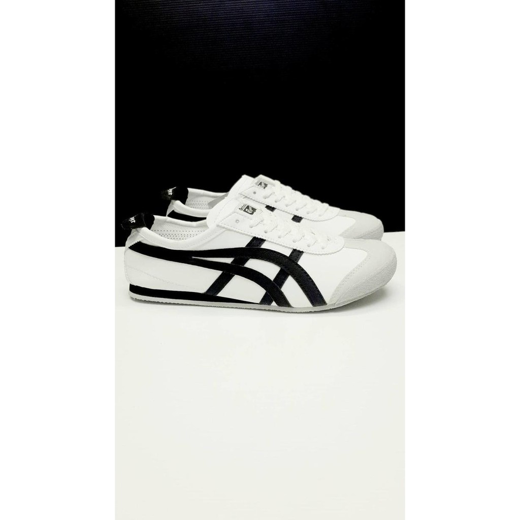 Sepatu Sneakers Casual Asics Onitsuka Tiger Putih Hitam Cowok Man Pria - Putih, 43