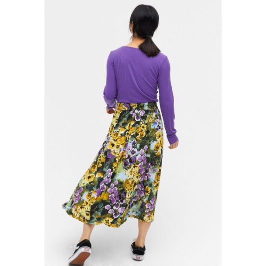 Monki Sigrid floral print midi skirt / Midi Skirt terbaru rok midi branded