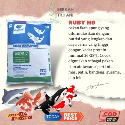 Pelet Ikan Pakan Ikan Ruby HG (1 kg) nila, mas, patin, bandeng, gurame, dan lele
