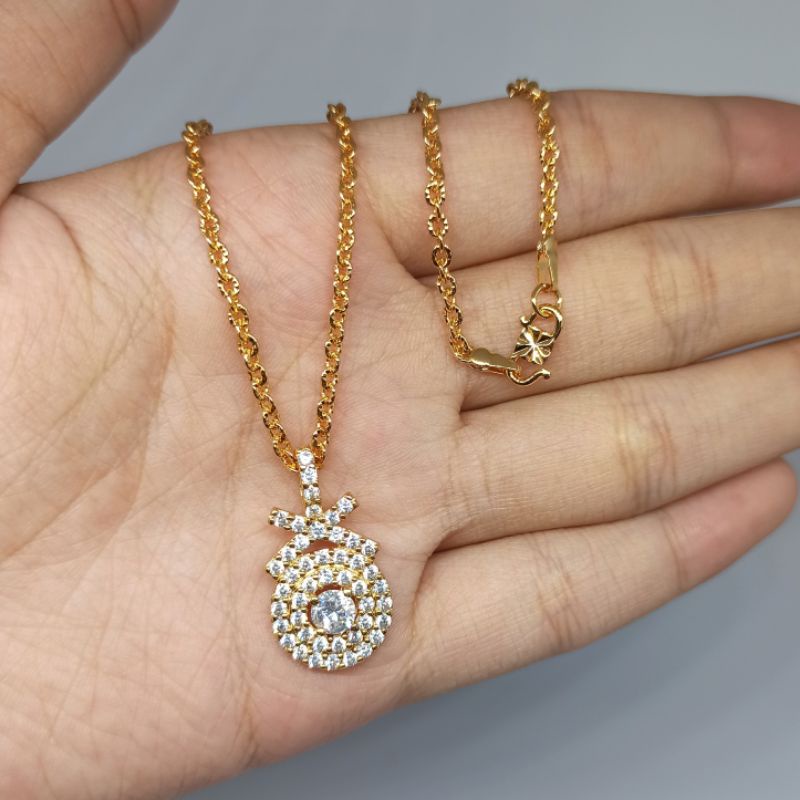 Kalung Yaxiya Pita Mewah Zircon Gold K02132