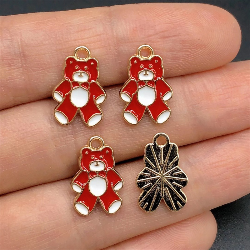 4pcs Liontin Bentuk Beruang Bahan Alloy Untuk Membuat Perhiasan Anting