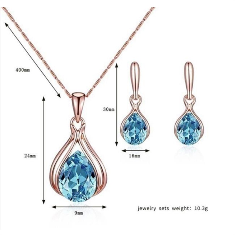 Hbid 3pcs / set Kalung + Anting Gantung Manik-Manik Kristal Untuk Pernikahan