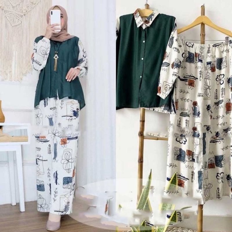OMYRA ONE SET / KINAN LULU ESPANA LIVIA TARINA AVORA MADIA NACO ELINA ONE SET RAYON TIE DYE-Onix LD 110