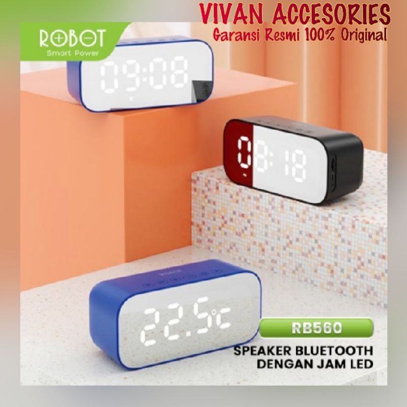 ROBOT RB560 Alarm Clock Bluetooth Speaker LED Display jam meja digital