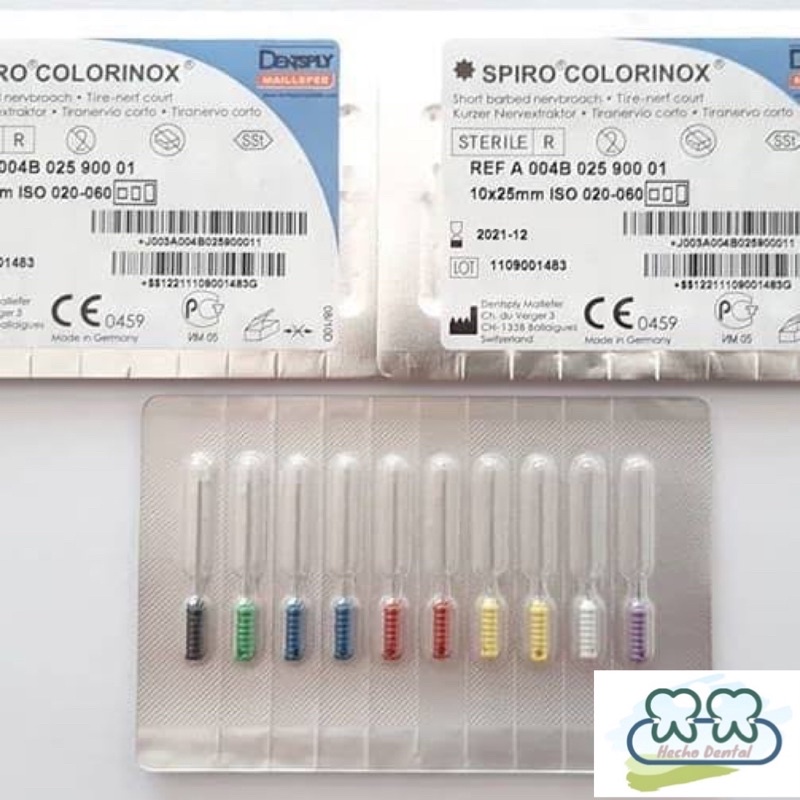 dentsply spiro colorinox | ekstirpasi | dental short barbed nerve broach | barbed broach