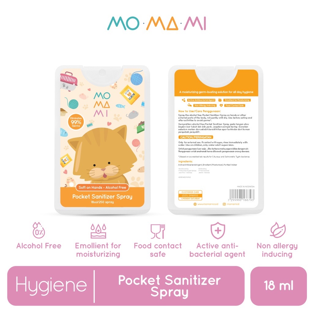 Momami Pocket Sanitizer Spray Cat Pembersih Tangan Bayi dan Anak 18ml