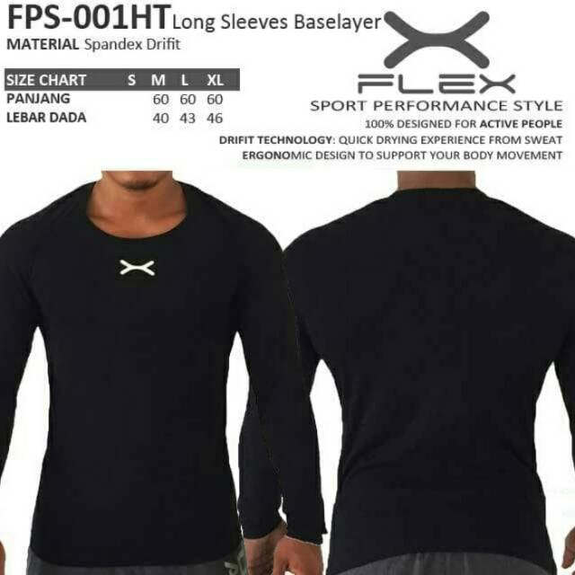 Kaos lengan panjang sport fitness bodyfit Flex hitam