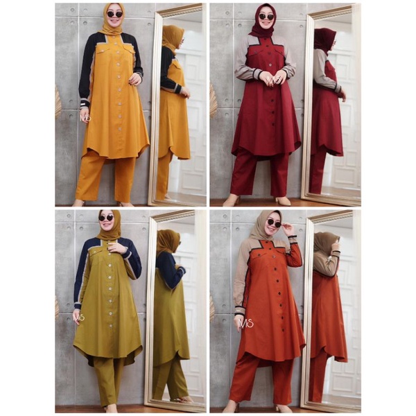 SET MAYANG SETELAN BAJU DAN CELANA WANITA BJSA COD BAJU MUSLIM WANITA BAHAN MOSCREPE LD 104 / SSX