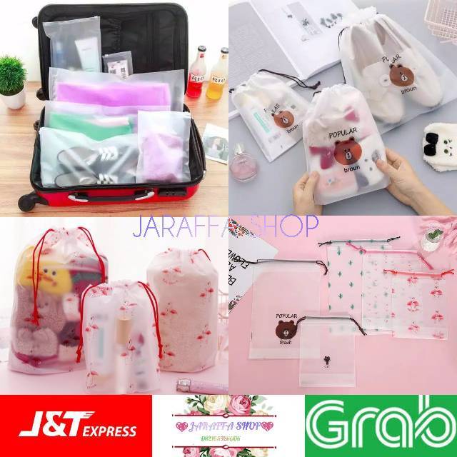 JRA TAS PLASTIK ZIPLOK TAS ORGANIZER VACUM BAG TRAVEL SERBAGUNA TAS SPREI SPREY MOTIF KARAKTER