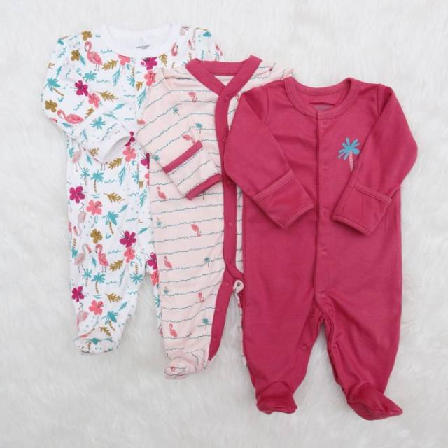 JUMPER BAYI ( TUTUP KAKI ) - MOTIF FLAMINGO // JUMPER PANJANG // BAJU TIDUR BAYI