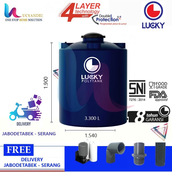 Tangki Air Plastik  LS 3000 Polytank Lucky Standard/ Toren Air / Tandon Air