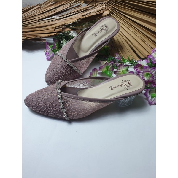 sepatu annesha mauve tinggi 5cm kaca